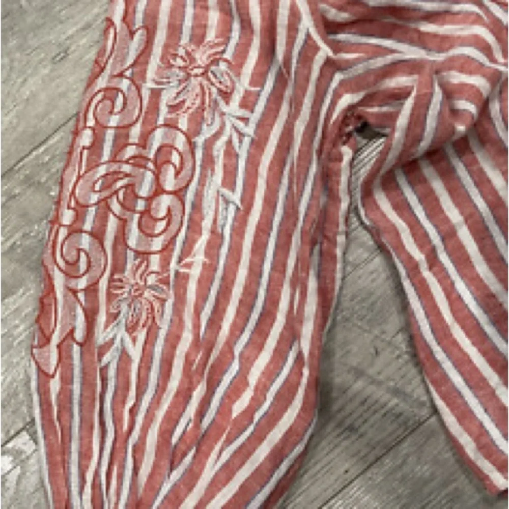 Anthropologie Pink Striped Embroidered Blouse - Picture 7 of 11
